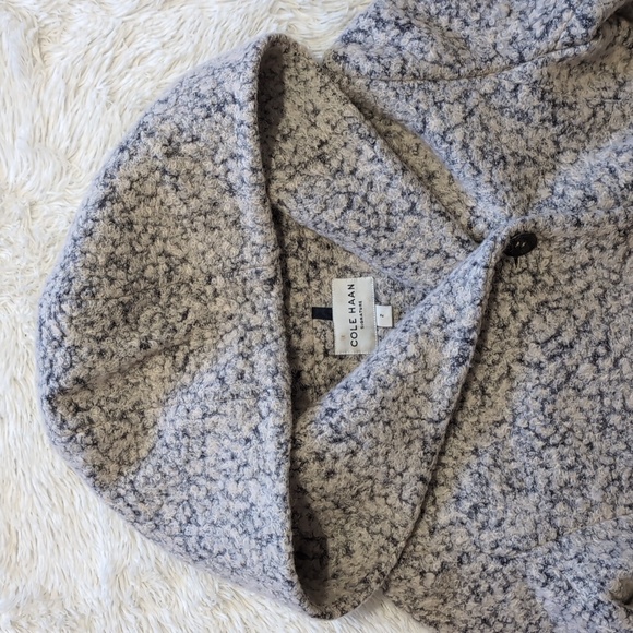Cole Haan Grey Wool Blend Asymmetrical Walker Long Coat Size 2 - Picture 5 of 17